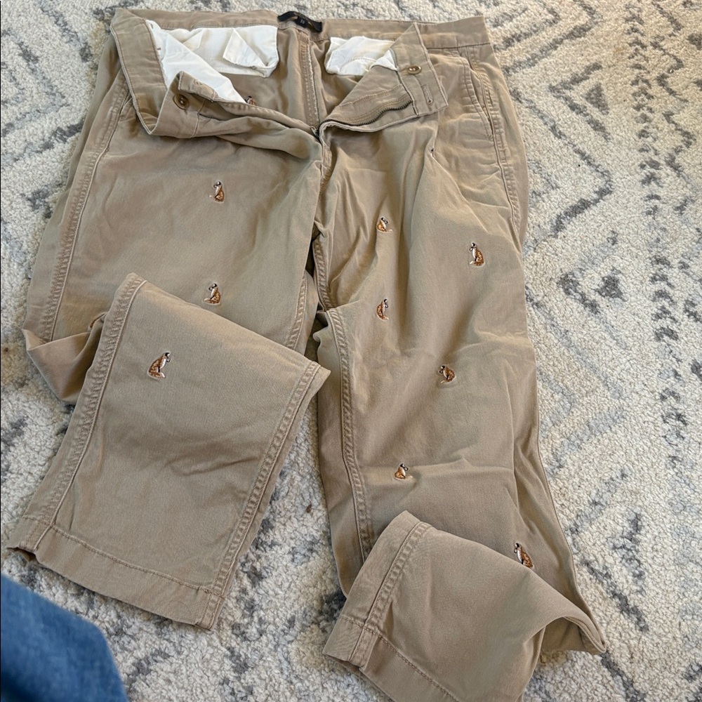 J. Crew Chino Pants in Tan with foxes